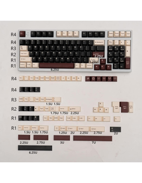 Juego de Teclas Mintcaps Roma Negro 173 Teclas Cherry MX