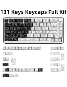 Conjunto de Teclas Mecánicas PBT GEKUCAP 131 Teclas Cherry Negro/Blanco 2