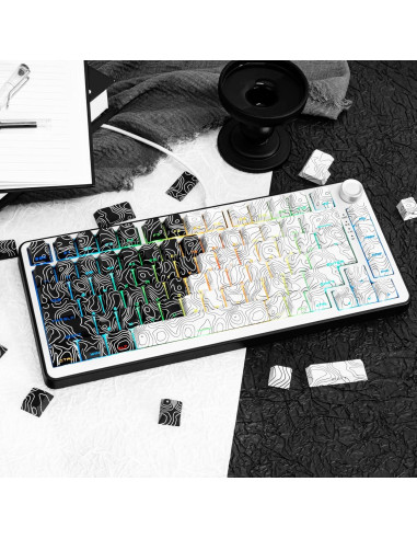 Conjunto de Teclas Mecánicas PBT GEKUCAP 131 Teclas Cherry Negro/Blanco