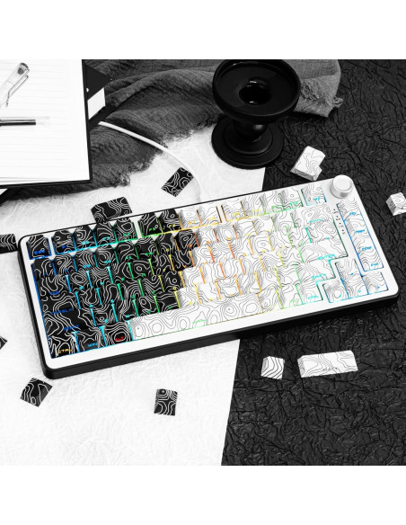 Conjunto de Teclas Mecánicas PBT GEKUCAP 131 Teclas Cherry Negro/Blanco