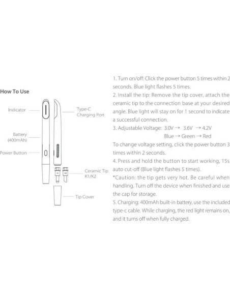 Cuchillo Caliente Cerámico Yocan Blade 260C Portátil