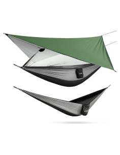 Hamaca de Camping G4Free Doble con Red y Cubierta de Lluvia