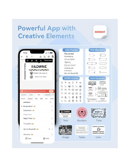 Impresora de Etiquetas Térmica NIIMBOT B1 Portátil 50x30mm