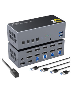 Conmutador KVM DisplayPort 4K@60Hz JCHICI para 4 PCs