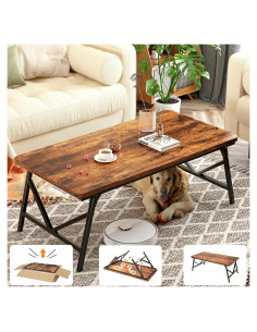 Mesa de Café Plegable QUERNA 100x50 cm Madera Rústica