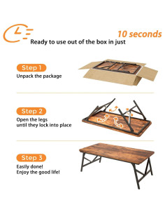 Mesa de Café Plegable QUERNA 100x50 cm Madera Rústica 2