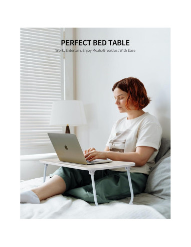 Escritorio de Cama Plegable ZEAPTAC Rosa 60x40 cm con Portavasos