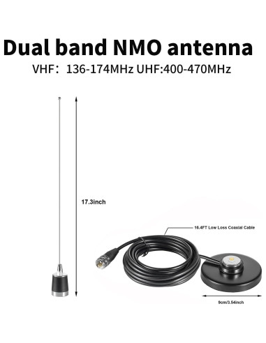 Antena de Montaje Magnético NMO Eifagur 2m 70cm UHF VHF