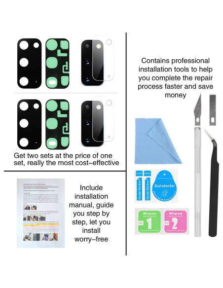 2 Piezas Cristal de Lente de Cámara ASDAWN para Galaxy S20