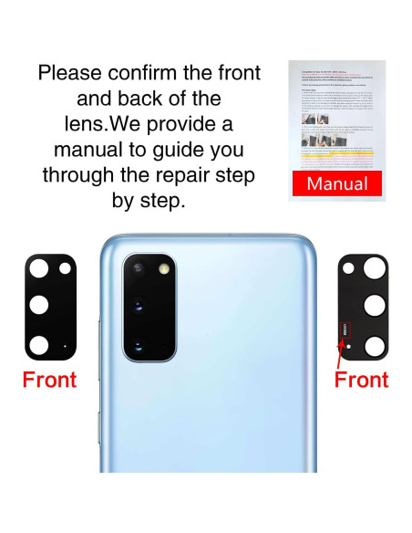 2 Piezas Cristal de Lente de Cámara ASDAWN para Galaxy S20