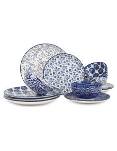 Juego de Vajilla Cerámica Selamica 12 Piezas Azul Vintage