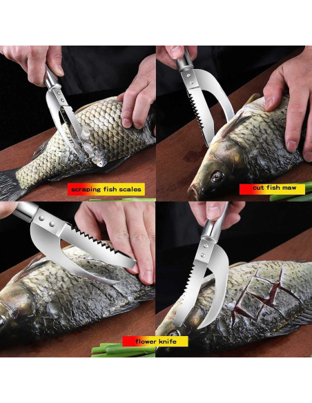 Removedor de escamas de pescado HENWAFX 3 en 1 acero inoxidable