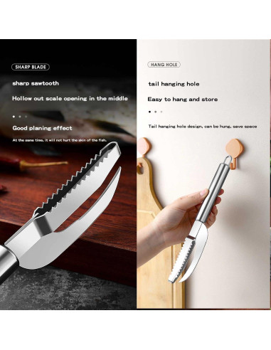 Removedor de escamas de pescado HENWAFX 3 en 1 acero inoxidable