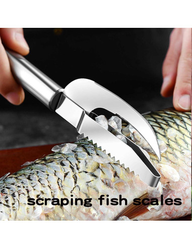 Removedor de escamas de pescado HENWAFX 3 en 1 acero inoxidable