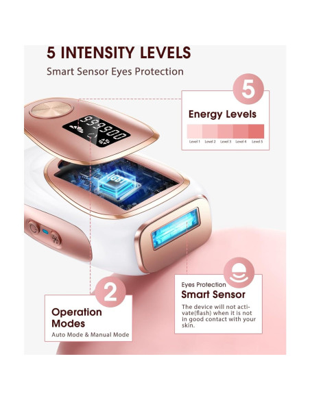 Depiladora Láser IPL LYSMOSKI Oro Rosa, Indolora y Rápida