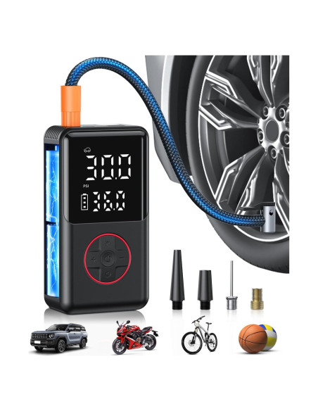 Compresor de Aire Portátil JUSUOX 150 PSI con Manómetro y Luz LED