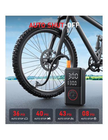 Compresor de Aire Portátil JUSUOX 150 PSI con Manómetro y Luz LED