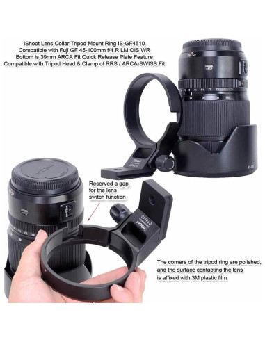 Anillo de Montaje en Trípode iShoot IS-GF4510 para Lente Fuji GF 45-100mm