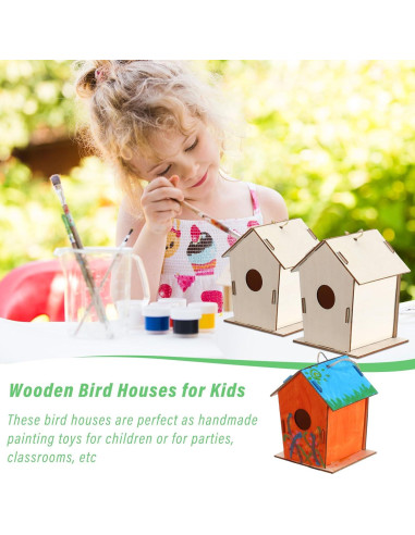 12 Casas de Aves de Madera DoubleFill para Pintar 11x9x8 cm