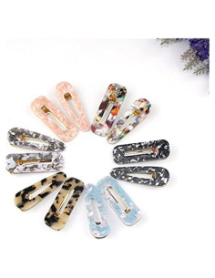 Juego de 12 Clips de Pelo Lokusel de Resina Acrílica Multicolor