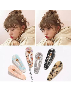 Juego de 12 Clips de Pelo Lokusel de Resina Acrílica Multicolor 2