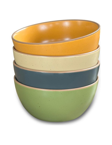 Juego de 4 Tazones de Cerámica Mora 28oz Colores Safari