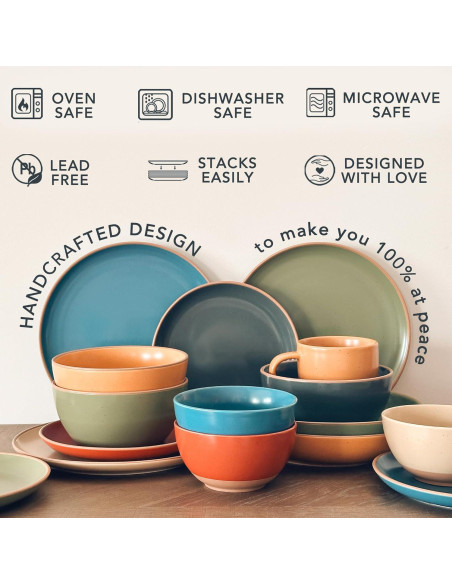 Juego de 4 Tazones de Cerámica Mora 28oz Colores Safari