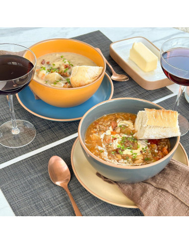 Juego de 4 Tazones de Cerámica Mora 28oz Colores Safari