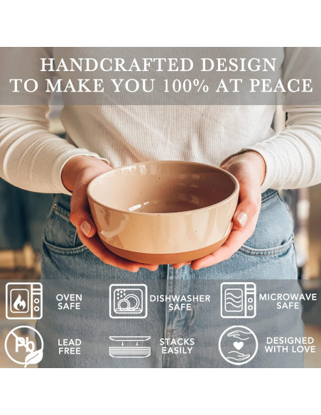 Juego de 4 Cuencos Cerámicos MORA 740ml Apto Microondas