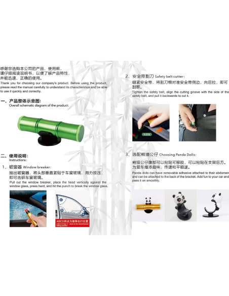 Kit de Emergencia PSLER 2-en-1 Martillo de Seguridad y Cortador