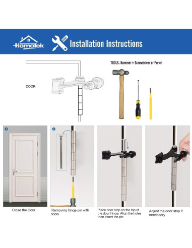 Tope de Puerta Ajustable HOMOTEK 48 Piezas Negro 6.35x4.45 cm
