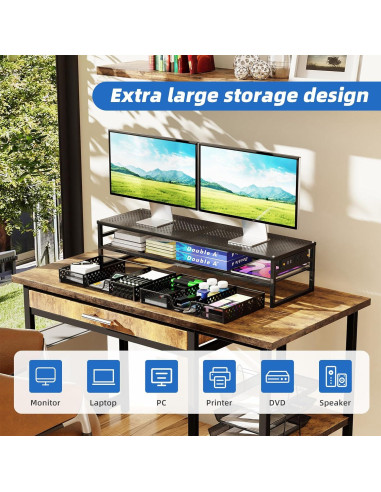 Soporte de Monitor de Metal Simple Trending con USB 2.0 Negro