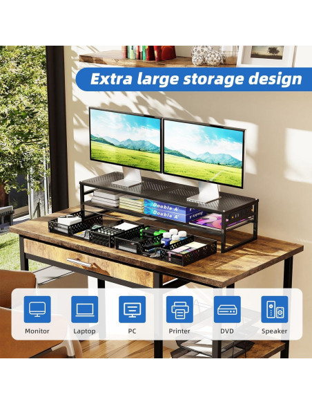 Soporte de Monitor de Metal Simple Trending con USB 2.0 Negro