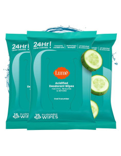 Toallitas Desodorantes Lume - 15 Unidades - Pepino Fresco - Control 24h