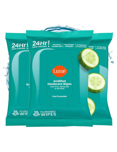 Toallitas Desodorantes Lume - 15 Unidades - Pepino Fresco - Control 24h