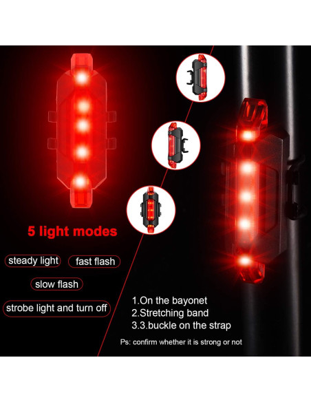 6 Luces de Bicicleta Recargables Mudder Impermeables USB