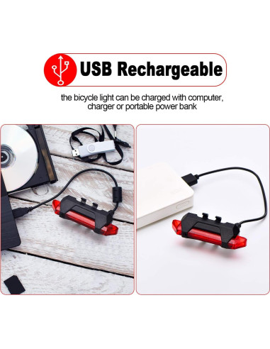 6 Luces de Bicicleta Recargables Mudder Impermeables USB
