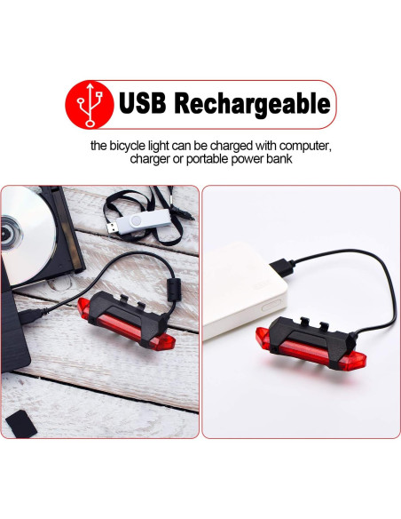 6 Luces de Bicicleta Recargables Mudder Impermeables USB