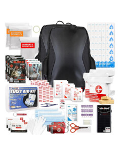 Kit de Supervivencia 72 HRS 3 Personas - Mochila Negra con Comida y Agua