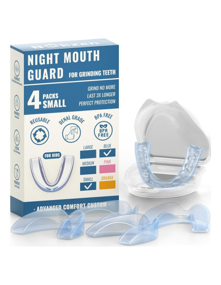 Paquete de 4 Protectores Bucales Azules BOKZEN para Niños