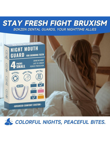 Paquete de 4 Protectores Bucales Azules BOKZEN para Niños