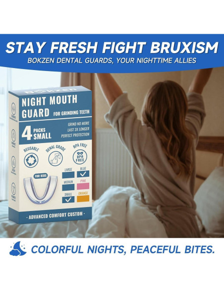 Paquete de 4 Protectores Bucales Azules BOKZEN para Niños
