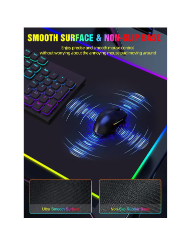 Alfombrilla de Carga Inalámbrica RGB TopMade HD77 80x40cm