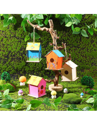 12 Casas de Aves de Madera DoubleFill para Pintar 11x9x8 cm