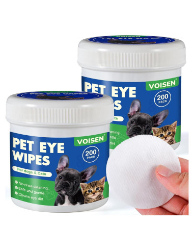 Toallitas para Ojos VOISEN 400 Pcs Biodegradables para Mascotas