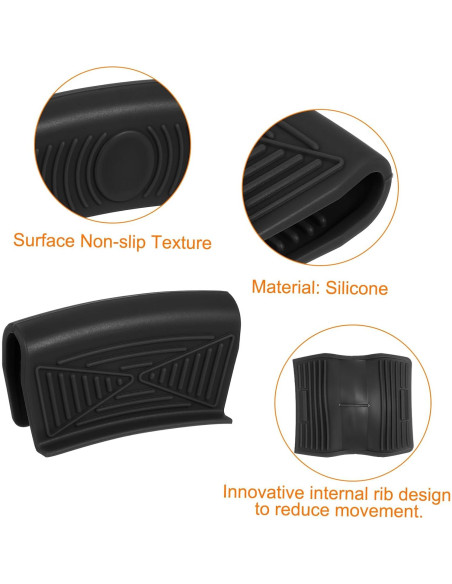 Funda de Mango de Sartén de Silicona uxcell - 2 Piezas, Negro