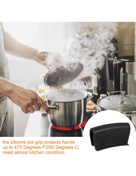 Funda de Mango de Sartén de Silicona uxcell - 2 Piezas, Negro