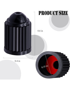 20 Tapones de Válvula de Neumático MEAJOO - Universal Negro 2