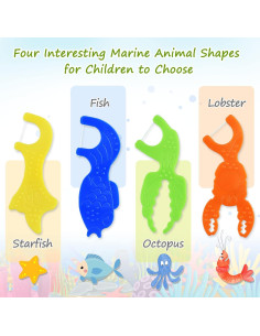 Hilo Dental para Niños Dacon - 50 Palillos Animales Marinos 2