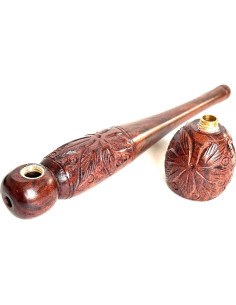 Pipa Artesanal Tallada a Mano AR Craft 15cm Hierbas Naturales 2